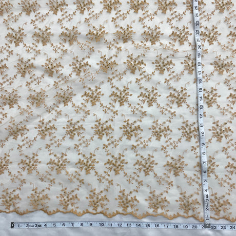 Beaded Lace Fabric on Polyester Net Mesh