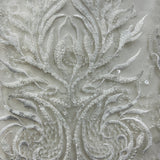 Beaded Lace Fabric on Polyester Net Mesh