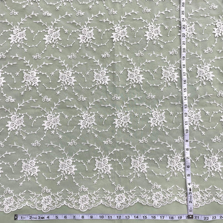 1 Yard Corded Bridal Lace Fabric Embroidered on 100% Polyester Net Mesh | Lace USA - 95575W - Lime Green - 52" Wide