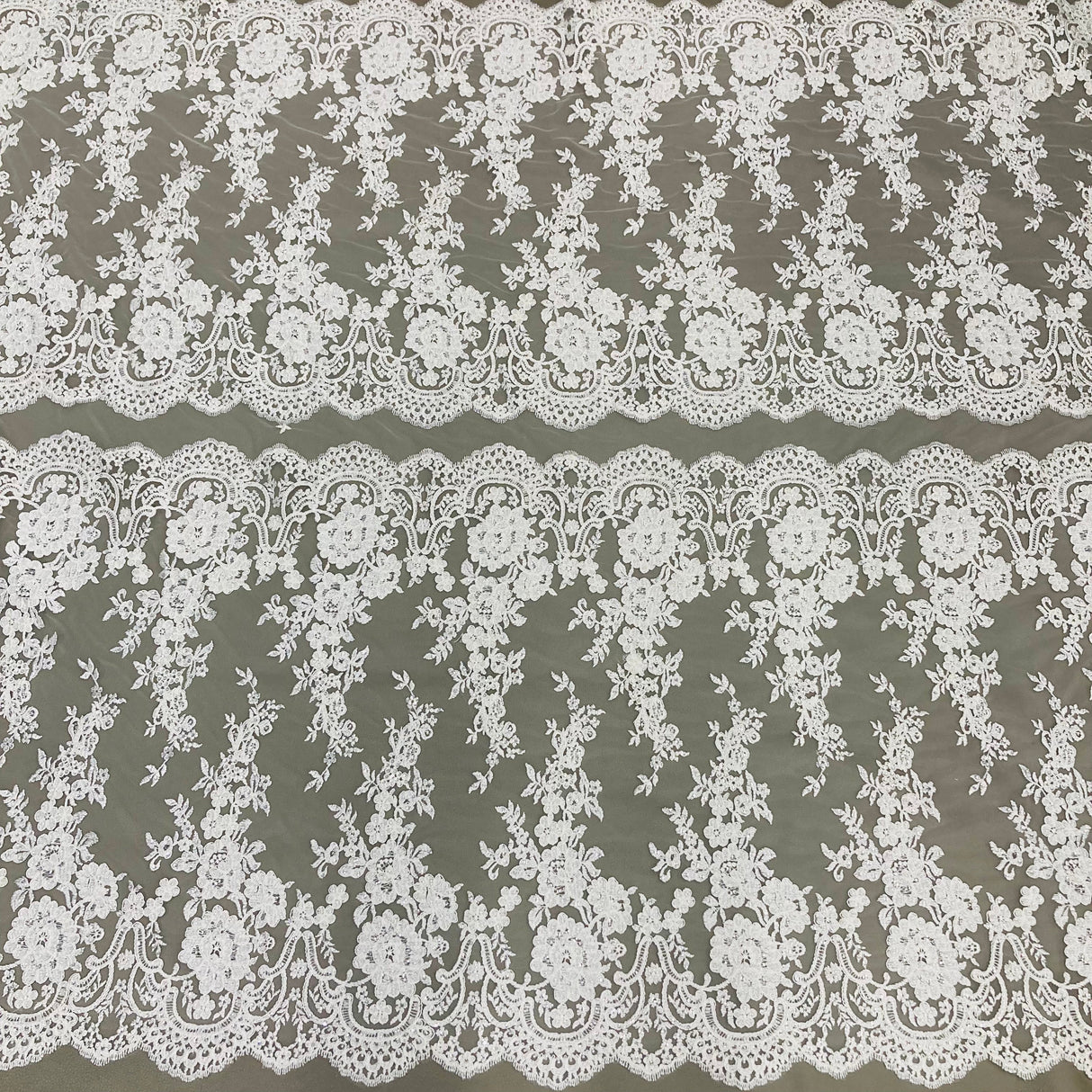 Beaded Corded Bridal Lace Fabric 48" Wide