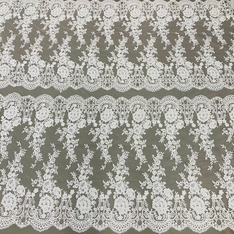 Beaded Corded Bridal Lace Fabric 48" Wide