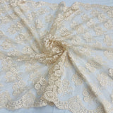 Corded Bridal Lace Fabric 50" Embroidered Polyester Net Mesh