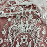 1 Yard Elegant Corded Bridal Lace Fabric, Embroidered 100% Polyester Net for Wedding Dresses