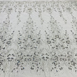 1 Yard Luxurious Beaded Lace Fabric Embroidered on Polyester Net Mesh