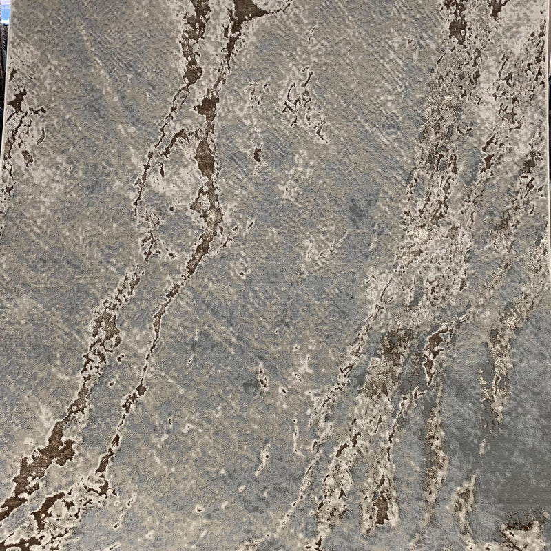Maximus 232 Polyester Viscose Blend Fabric - Gray/Silver Abstract Design, Color-Changing Flat Weave, 7'6" X 10'3" (1 Rug)