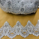 Beaded Corded Lace Trim 4.5" Polyester Net Mesh