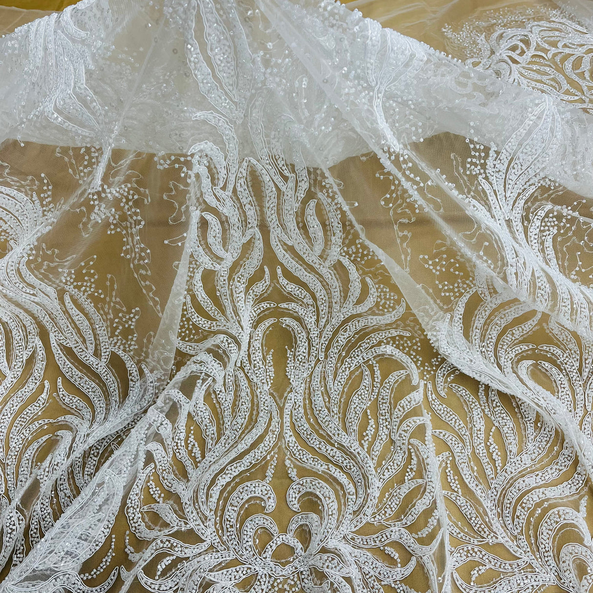 Beaded Sequined Bridal Lace Fabric