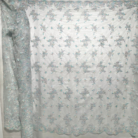 Corded Bridal Lace Fabric 100% Polyester Net Mesh