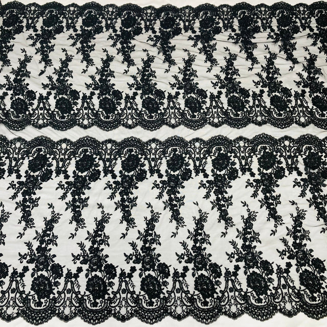 Beaded Corded Bridal Lace Fabric 48" Wide