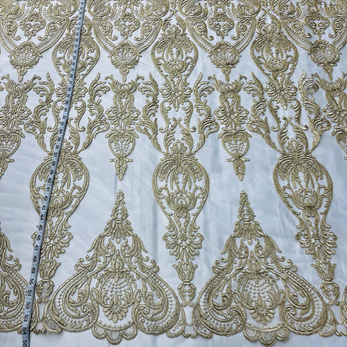 Embroidered Bridal Lace Fabric on Polyester Net Mesh