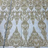Embroidered Bridal Lace Fabric on Polyester Net Mesh
