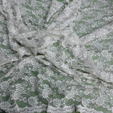 1 Yard Premium Beaded and Corded Lace Fabric Embroidered on Polyester Net Mesh