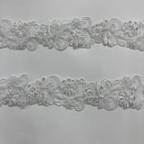 Beaded Corded Lace Trim on Polyester Organza