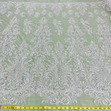 Beaded Lace Fabric on Polyester Net Mesh
