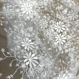 Embroidered Floral Lace Fabric 100% Polyester Net Mesh 52"