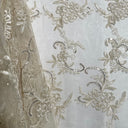 Sequined Corded Lace Fabric Dusty Rose