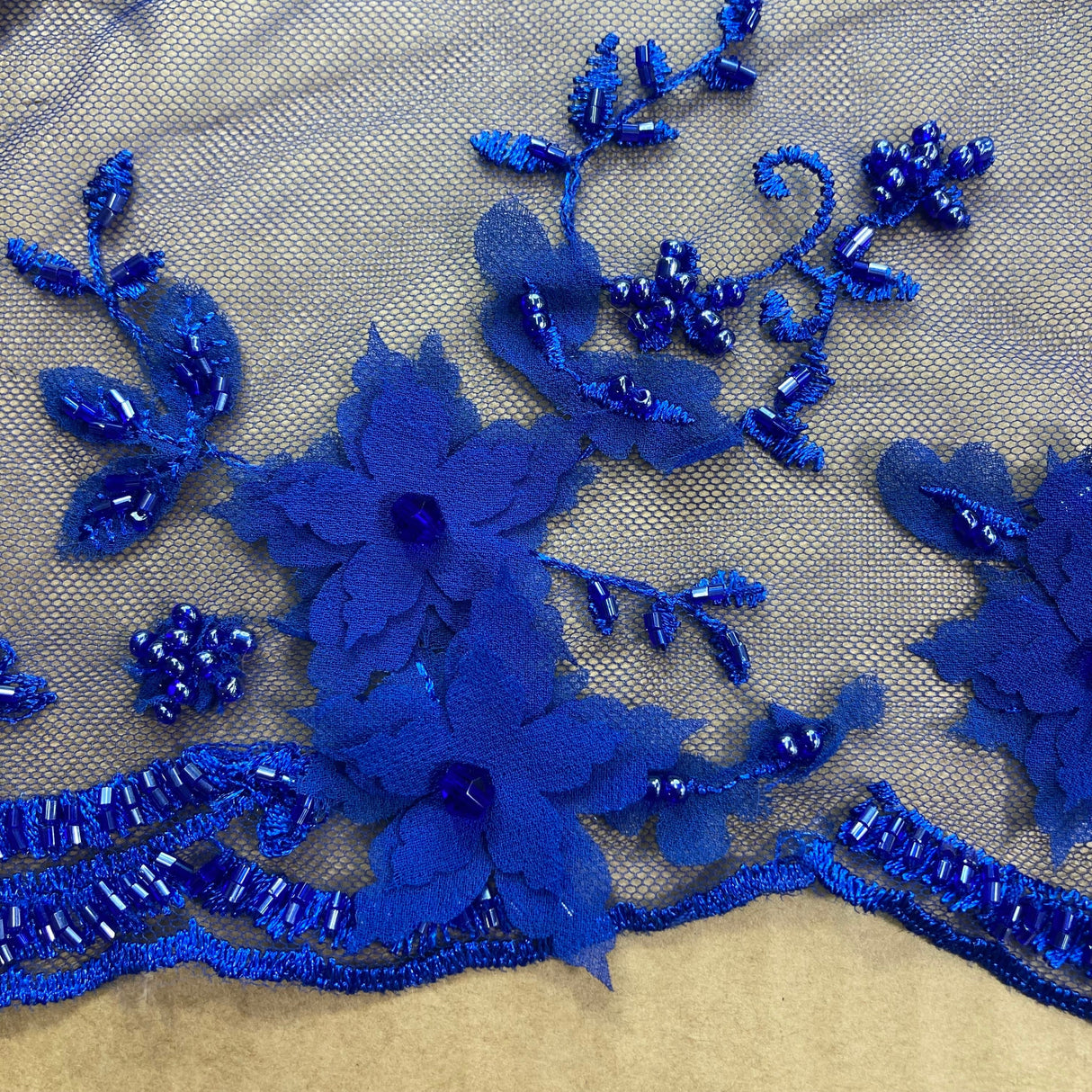 Beaded Floral Lace Trimming 21" Wide