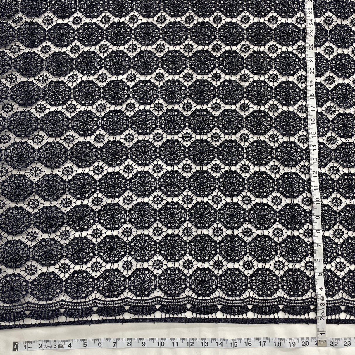 Embroidered Floral Lace Navy Mesh