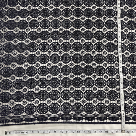 Embroidered Floral Lace Navy Mesh