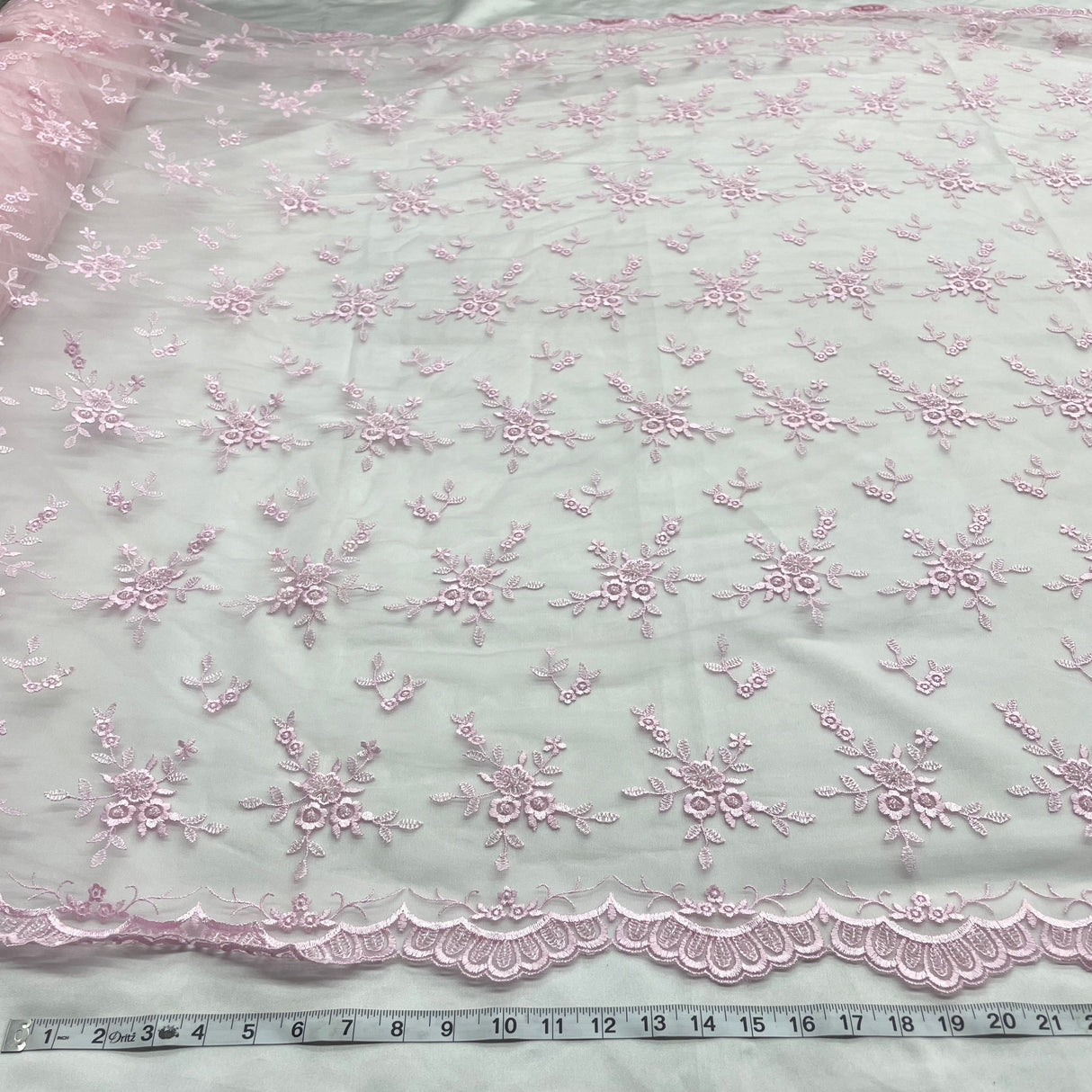 Beaded Lace Fabric on Polyester Net Mesh