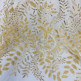 Beaded Sequined Lace Fabric on Polyester Net Mesh