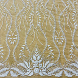 Beaded Lace Fabric on Polyester Net Mesh 56"