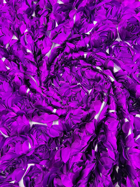 3D Roses On A Mesh Fabric - 54" Width, Color Options (1 Yard)