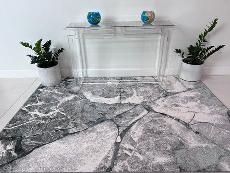 Tess 911 Gray Polyester Area Rug - Gray, TES911 Gray (5' 3" X 7' 4")
