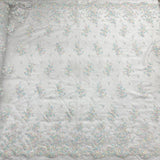 Embroidered Corded Bridal Lace Turquoise