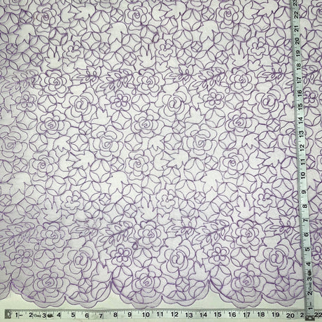 Corded Bridal Lace Fabric Embroidered Net Mesh