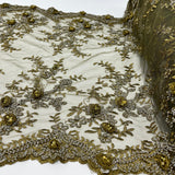 Beaded 3D Floral Lace Trimming 21" Wide