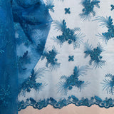 Beaded Lace Fabric on Polyester Net Mesh