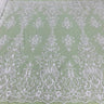 1 Yard Beaded and Sequined Lace Fabric Embroidered on Polyester Net Mesh White and Ivory