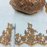 Beaded Corded Floral Lace Trimming Polyester Fabric - Embroidered Net Mesh, 6" Width (1 Yard)