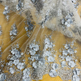 Beaded 3D Floral Lace Fabric