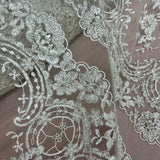Beaded Corded Bridal Lace Mesh