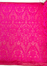 Heart Sequin Damask Polyester Fabric - Heart Damask, Iridescent Sequins, 54" Width (1 Yard)