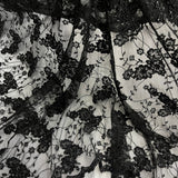 Beaded Corded Lace Fabric on Polyester Net Mesh