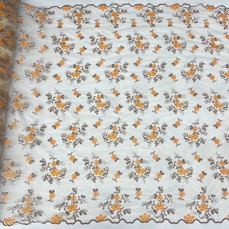 Beaded Lace Fabric on Polyester Net Mesh