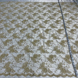 Beaded Corded Lace Fabric 100% Polyester Net Mesh 52"