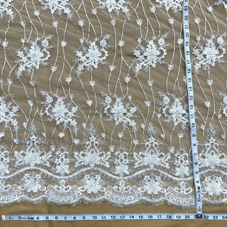Beaded Corded Bridal Lace Fabric 51" Wide