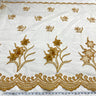 1 Yard Beaded 3D Floral Lace Fabric Embroidered on 100% Polyester Net Mesh Gold 52" Wide