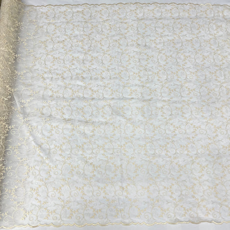 Embroidered Lace Fabric on Polyester Net Mesh 52"