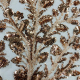 Beaded Sequined Lace Fabric on Polyester Net Mesh
