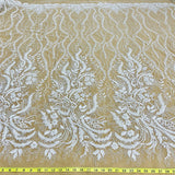 1 Yard Elegant Beaded Lace Fabric Embroidered on Polyester Net Mesh