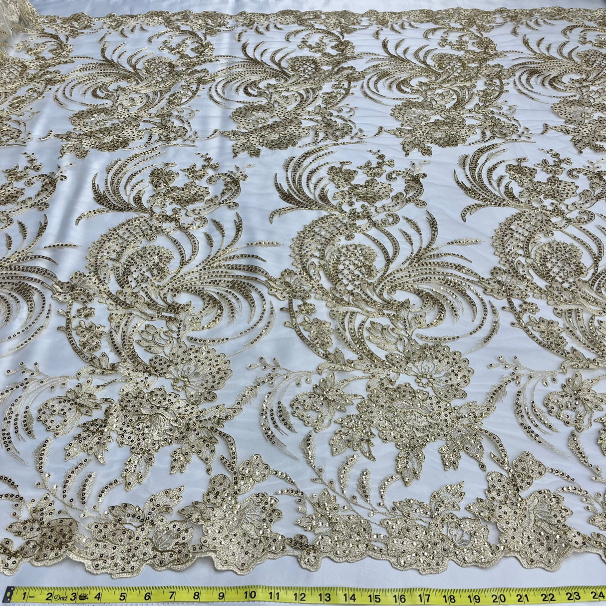 Sequined Corded Bridal Lace