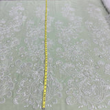 Beaded Lace Fabric on Polyester Net Mesh
