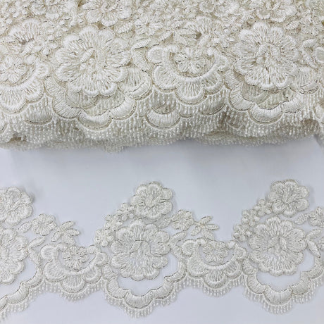 Corded Lace Trimming 100% Polyester Net Mesh 4"