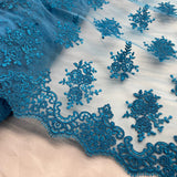 Corded Bridal Lace Fabric - Embroidered Floral Pattern, 52" Width (1 Yard)