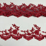 Beaded Corded Lace Trimming Polyester Fabric - Embroidered, 3.25" Width, Multiple Colors (1 Yard)
